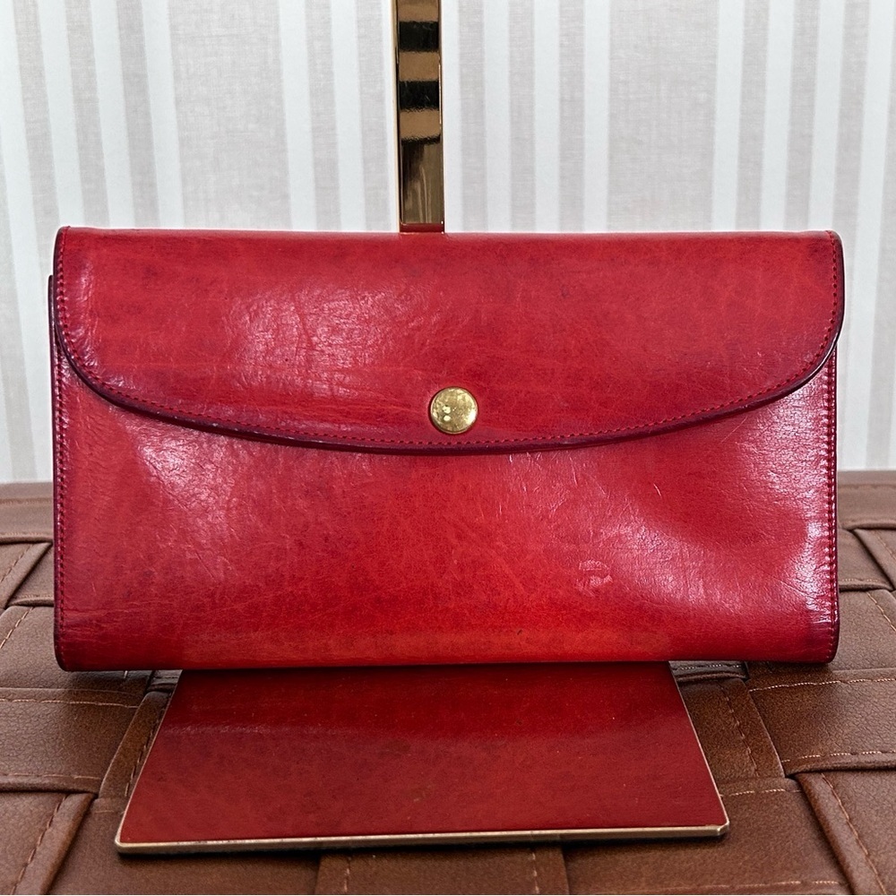 Vintage Coach Red Leather Combination Wallet Checkbook *Rare* Item 1970s